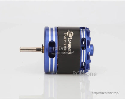 LDPOWER FA2814 880KV Airplane Brushless Motor, LDPOWER FA2814-5T 880KV brushless airplane motor with blue aluminum housing and protruding shaft