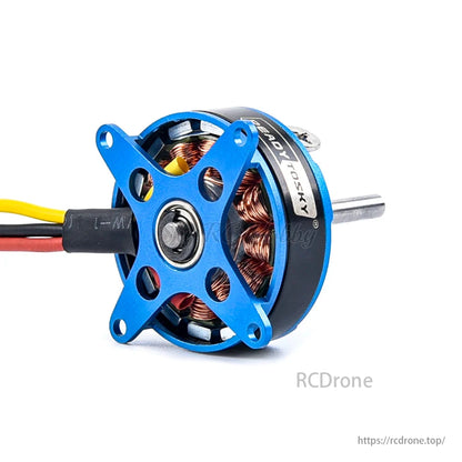 LE2204 1800KV Brushless Motor, LE2204 1800KV brushless motor for RC fixed-wing airplanes, F3P KT models, with blue casing and copper coils.