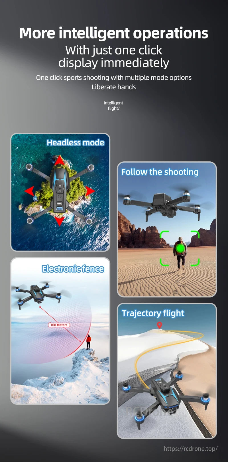 LF666 MAX Drone, Intelligent drone operations: headless mode, follow shooting, electronic fence, trajectory flight for easy control.