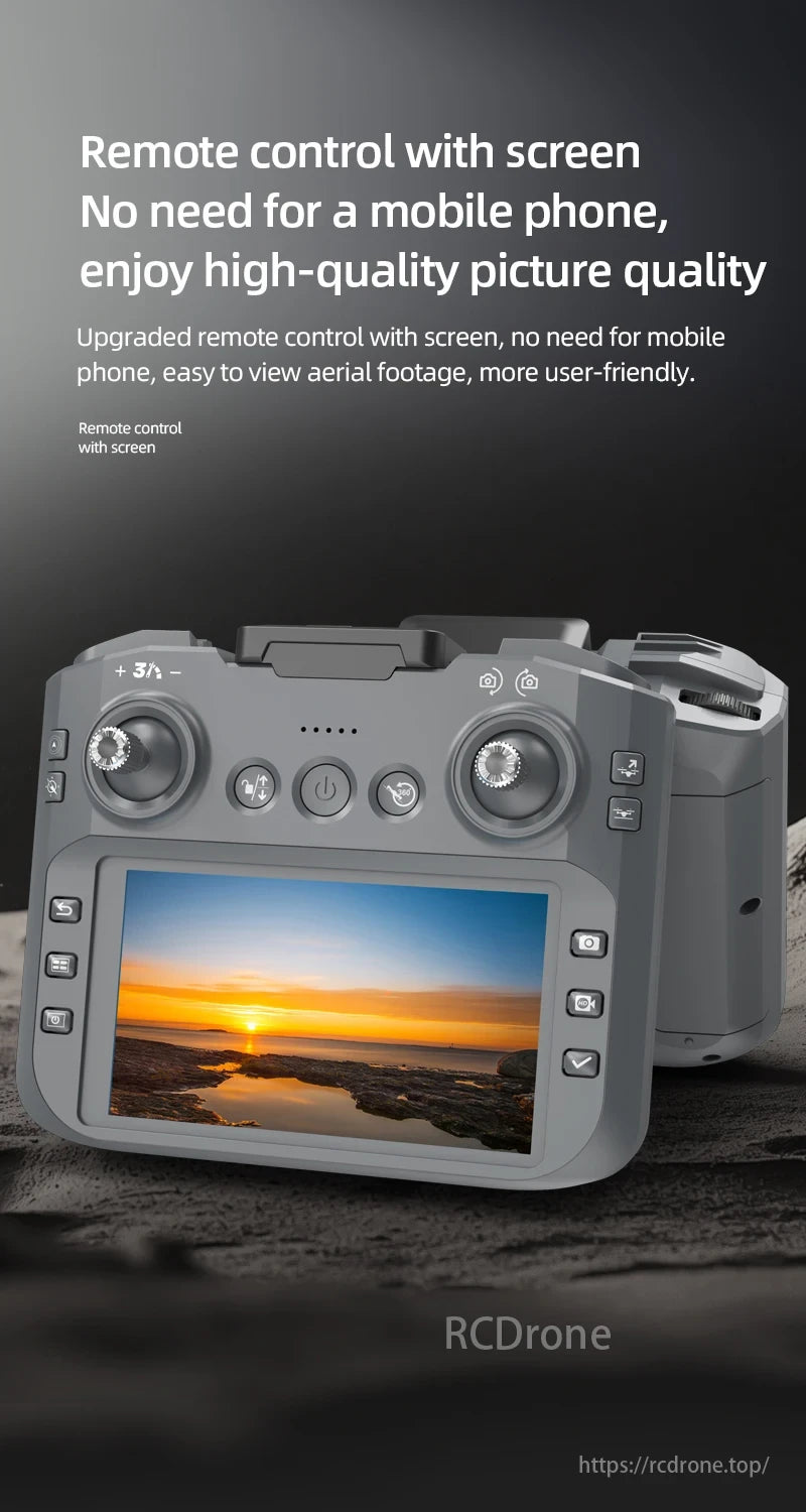 LF666 MAX Drone, Remote control with built-in screen for high-quality aerial footage viewing, no mobile phone required.