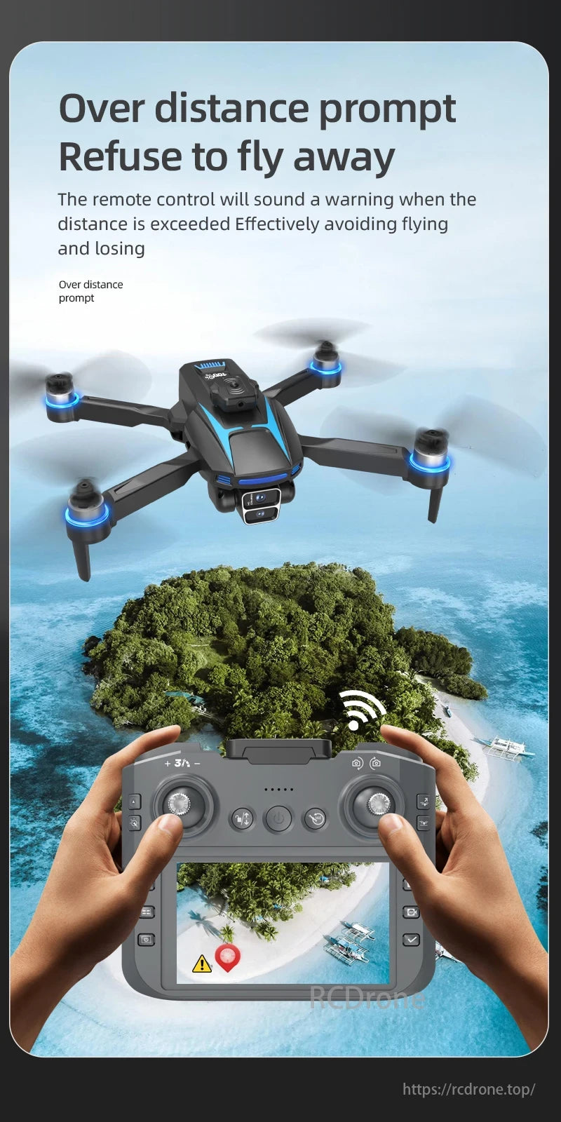 LF666 MAX Drone, Over distance prompt warns, refusing to fly away, avoiding loss effectively.