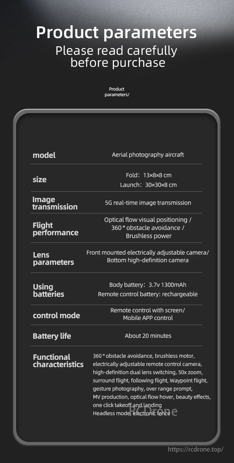 LF666 MAX Drone, The aerial photography aircraft features 5G transmission, 360-degree obstacle avoidance, brushless motors, and a 20-minute battery. It includes adjustable cameras, dual lenses, 50x zoom, and diverse flight modes.