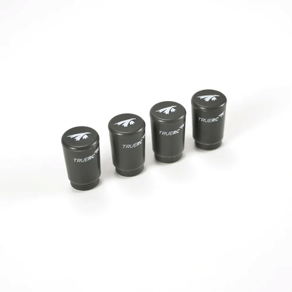 TrueRC Singularity 5.8 Stubby LHCP Antenna set, four black stubby antennas with TrueRC logo