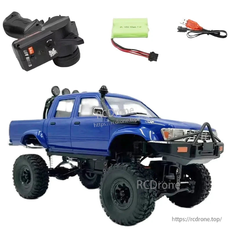 Introducing LKCOMO C64-1 RC Car, a 4WD off-road pickup truck with LED lights and 2.4GHz remote control, enjoying up to 50 meters range.