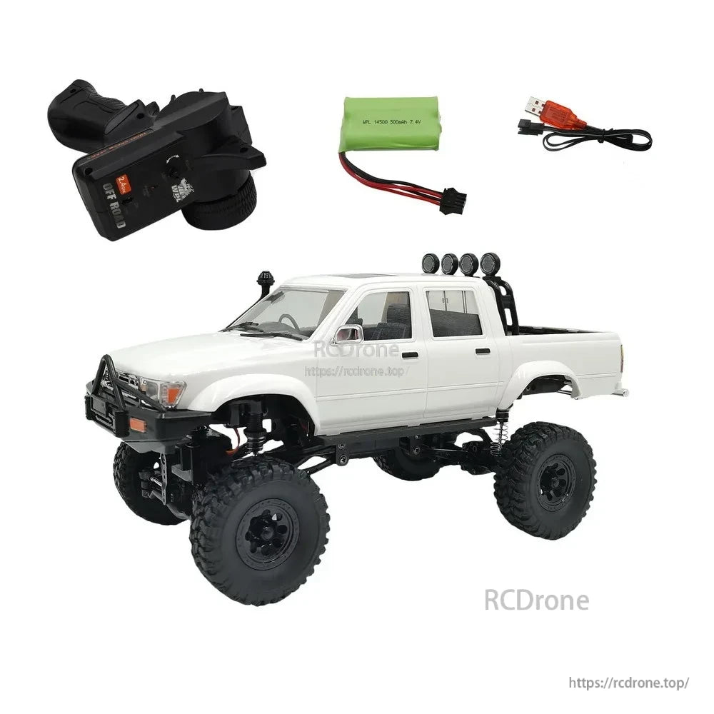 LKCOMO C64-1 RC car features 4WD off-road pickup truck design with LED lights and 2.4G remote control.