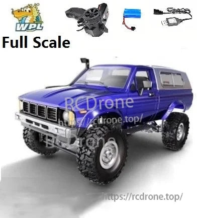 LKCOMO WPL C24/D62/D64 1/16 2.4G RC Car, LKCOMO WPL C24/D62/D64 is a 2.4G RC Car Rock Crawler Truck with 4-channel control, 7.4V battery, and 25-minute runtime.
