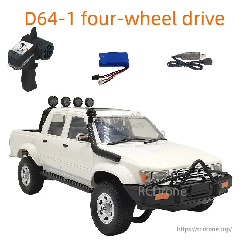 LKCOMO WPL C24/D62/D64 1/16 2.4G RC Car, D64-1 1/16 scale 4WD RC truck with 2.4G remote, 7.4V battery, 25-minute runtime, 35m range, ready-to-run off-road vehicle.