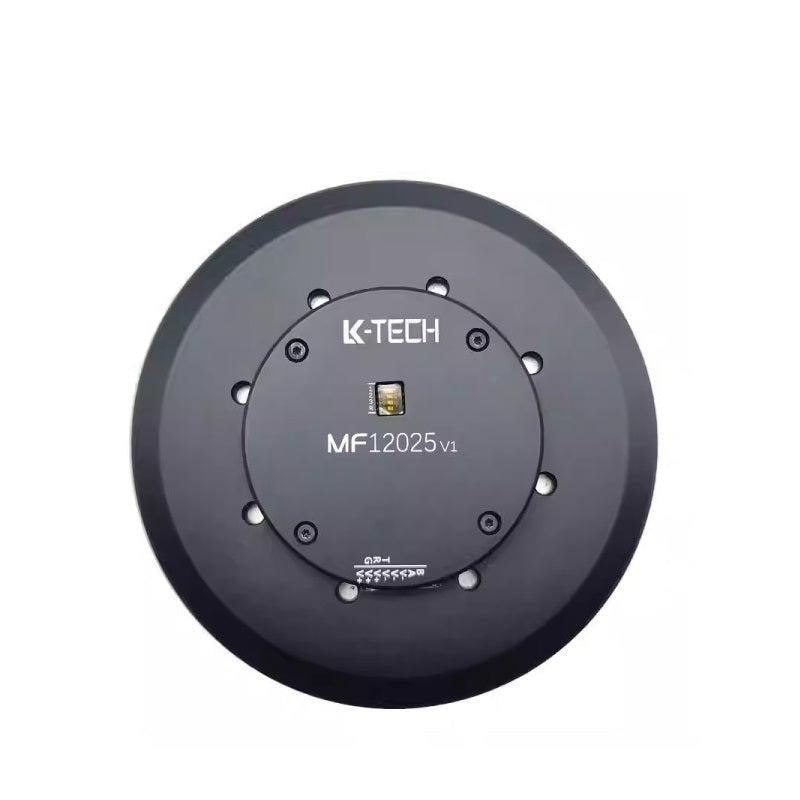 LKMTECH MF12025-V2 integrated drive motor, rear cover view with K-TECH logo and MF12025 marking