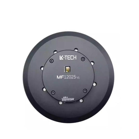 LKMTECH MF12025-V2 integrated drive motor, rear cover view with K-TECH logo and MF12025 marking
