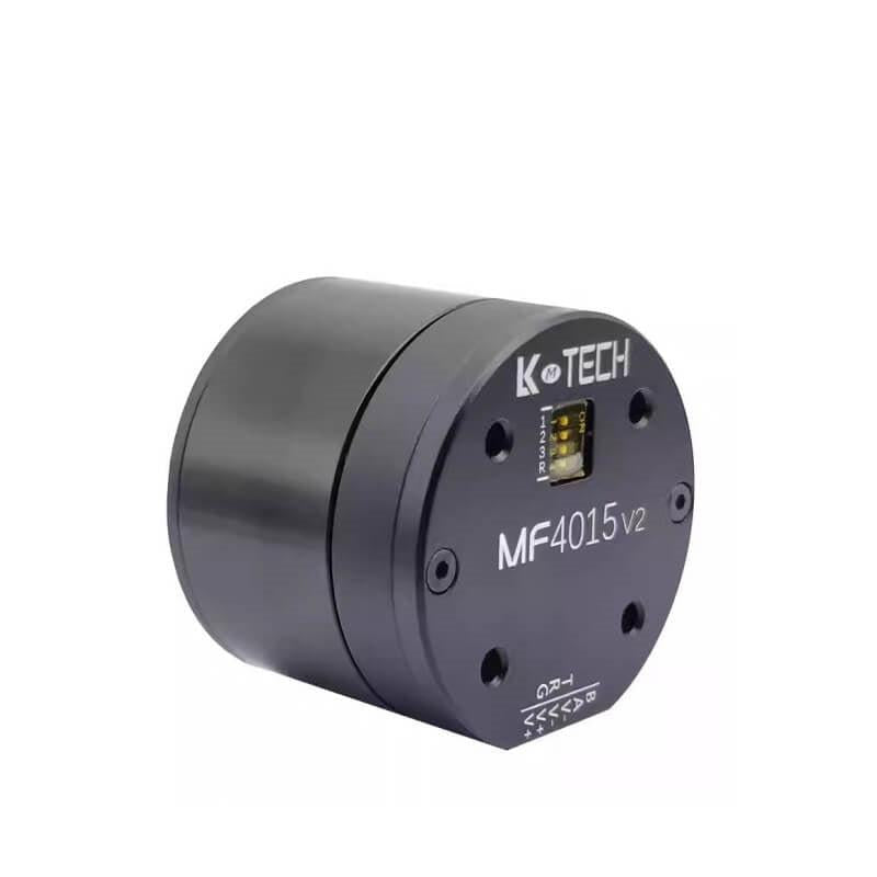 LKMTECH MF4015-V2 robot motor angled view showing cylindrical housing and front connector window