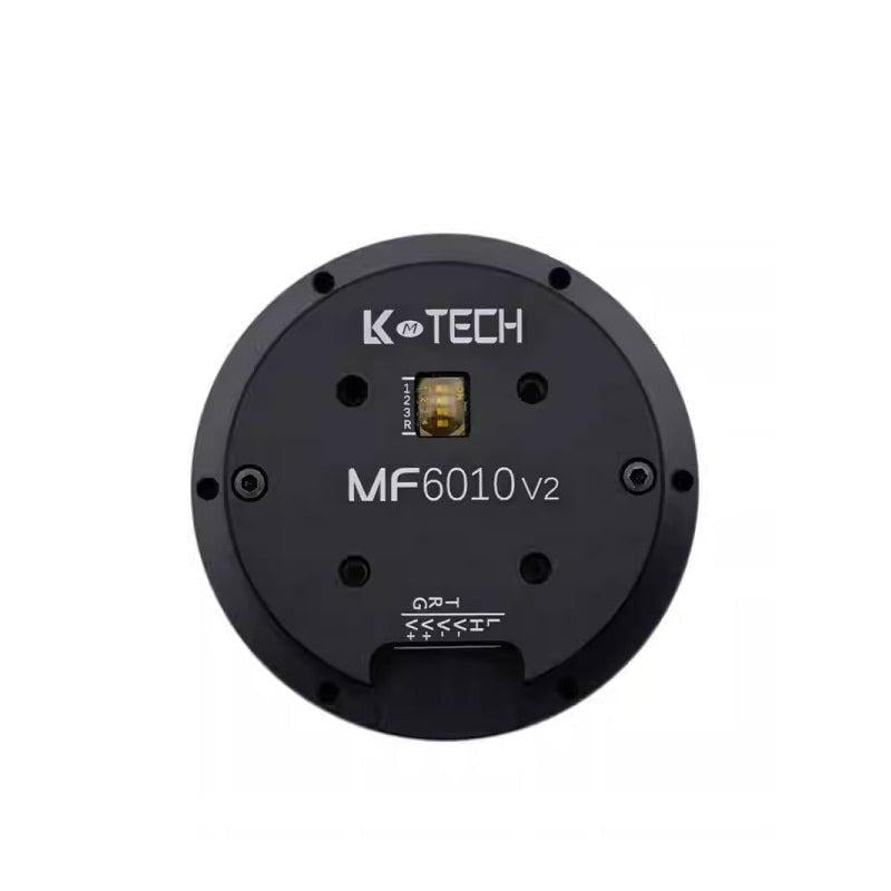 LKMTECH MF6010-V2 24V motor front face with MF6010v2 label and small DIP switch window
