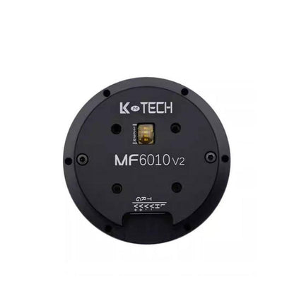 LKMTECH MF6010-V2 24V motor front face with MF6010v2 label and small DIP switch window
