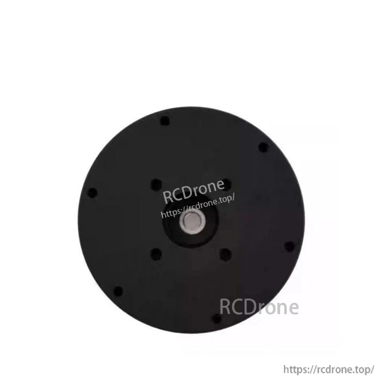 Rear mounting face of motor with central shaft opening and circular bolt pattern on black cover