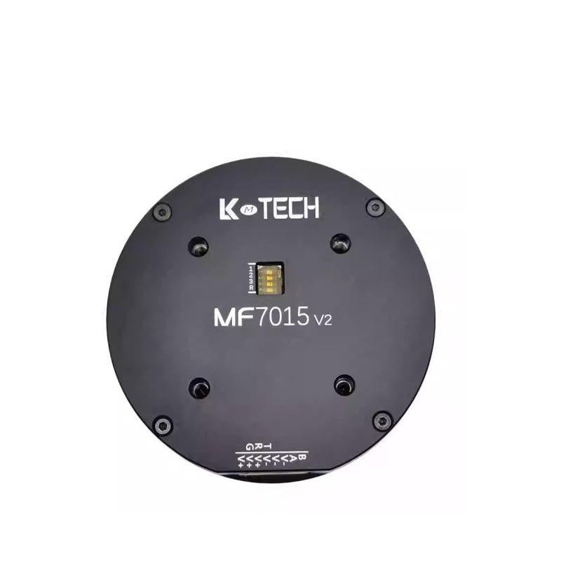 LKMTECH MF7015-V2 24V motor with 18-bit magnetic encoder, top view with MF7015 V2 marking