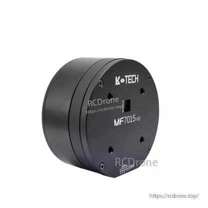 Side perspective of MF7015 V2 motor body showing cylindrical housing and mounting screw holes