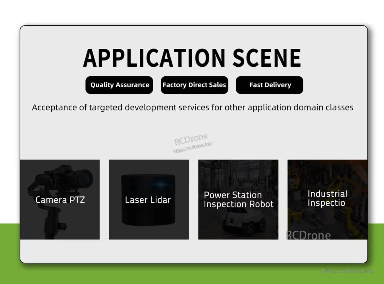 MF7015-V2 application scenes: camera PTZ, laser lidar, power station inspection robot, and industrial inspection equipment