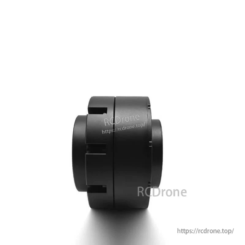 Side profile of integrated reducer motor housing showing cylindrical body and rear casing shape