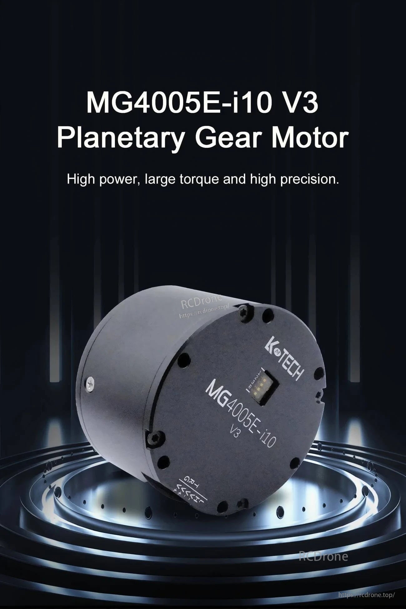 LKMTECH MG4005E-i10-V3 planetary gear motor module with integrated reducer, front face and connector view