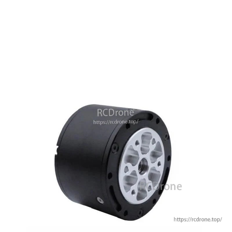 Angled output-side view of gear motor with silver flange and black housing profile