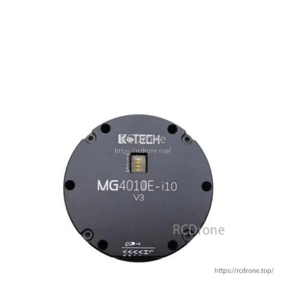 Top-down view of LKMTECH MG4010E-i10 V3 motor end cap with model marking and encoder connector slot