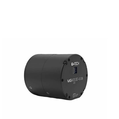 Angled view of LKMTECH MG4010E-i10B-V3 gear motor housing showing cylindrical body and end cap