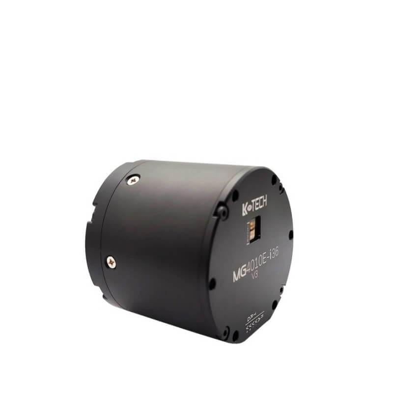 24V planetary gear motor MG4010E-i36-V3, angled side view showing cylindrical housing and end cap