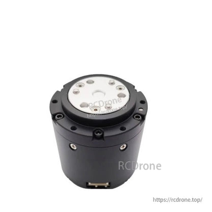 Front output flange of MG4010E-i36-V3 gear motor, silver mounting plate with multiple bolt holes