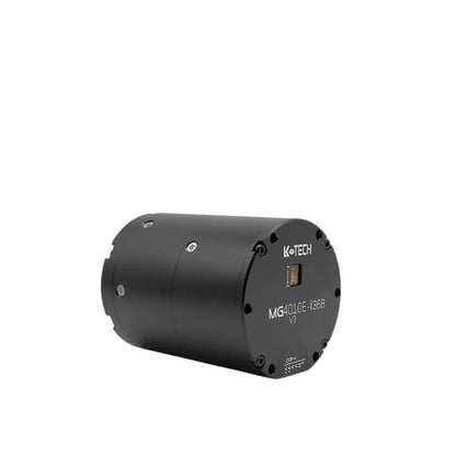 Angled view of LKMTECH MG4010E-i36B-V3 planetary gear motor housing showing labeled end cap