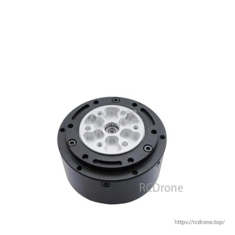 Front output face of MG5010E-i10-V3 planetary gear reducer with silver flange and center shaft opening