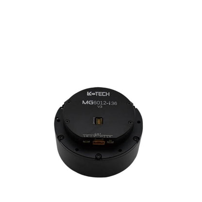 LKMTECH MG6012-i36-V3 motor with planetary reducer, top view showing RS485/CAN port area