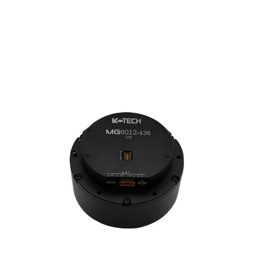 LKMTECH MG6012-i36-V3 motor with planetary reducer, top view showing RS485/CAN port area
