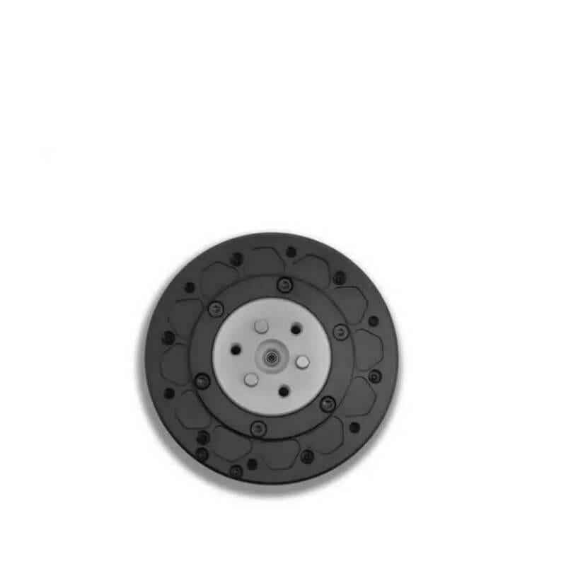 Output side view showing circular mounting face with center shaft hole and bolt pattern