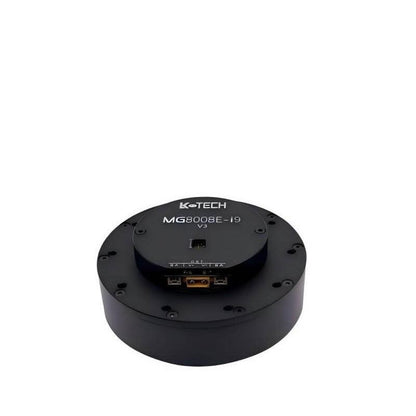 LKMTECH MG8008E-i9-V3 brushless gear motor with encoder, top view showing RS485/CAN ports