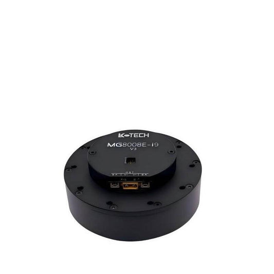 LKMTECH MG8008E-i9-V3 brushless gear motor with encoder, top view showing RS485/CAN ports
