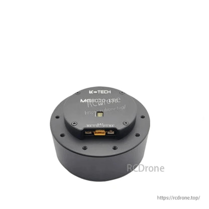LKMTECH MG8010-i36-V2 brushless geared motor front view with three bottom connectors and pin labels