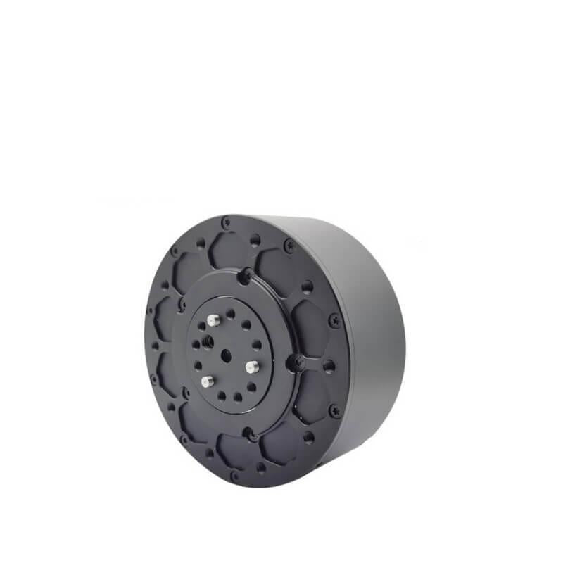Rear mounting face of MG8010-i36-V2 planetary gear motor showing bolt pattern and center hub plate