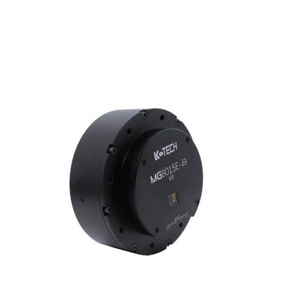 LKMTECH MG8015E-i9-V3 planetary reducer motor angled side view showing compact cylindrical housing