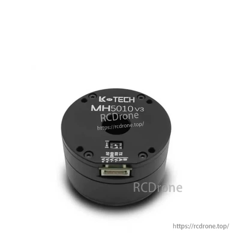 LKMTECH MH5010-V3 motor with bottom connector port visible and RS485/CAN wiring marks