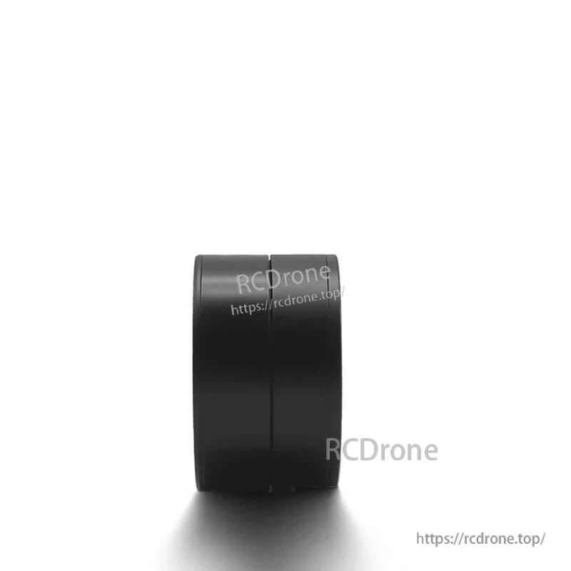 Side profile of cylindrical servo motor housing showing body thickness and split line