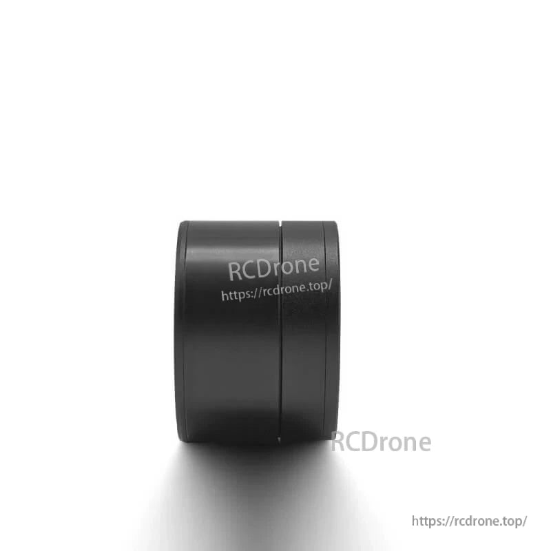 Side profile of the cylindrical motor body showing housing length and seam line