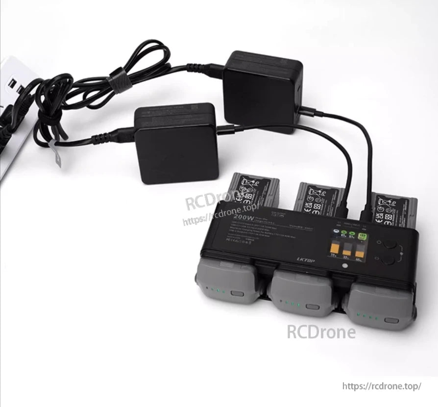 LKTOP 200W charging hub for DJI batteries with LED display and multiple modes