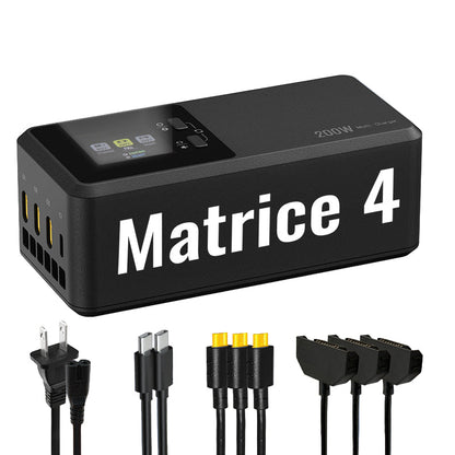 LKTOP 200W Battery Charging Hub for DJI Matrice 4, Air 3, Mavic 3 & Autel EVO Max/II – LCD, Parallel Charging