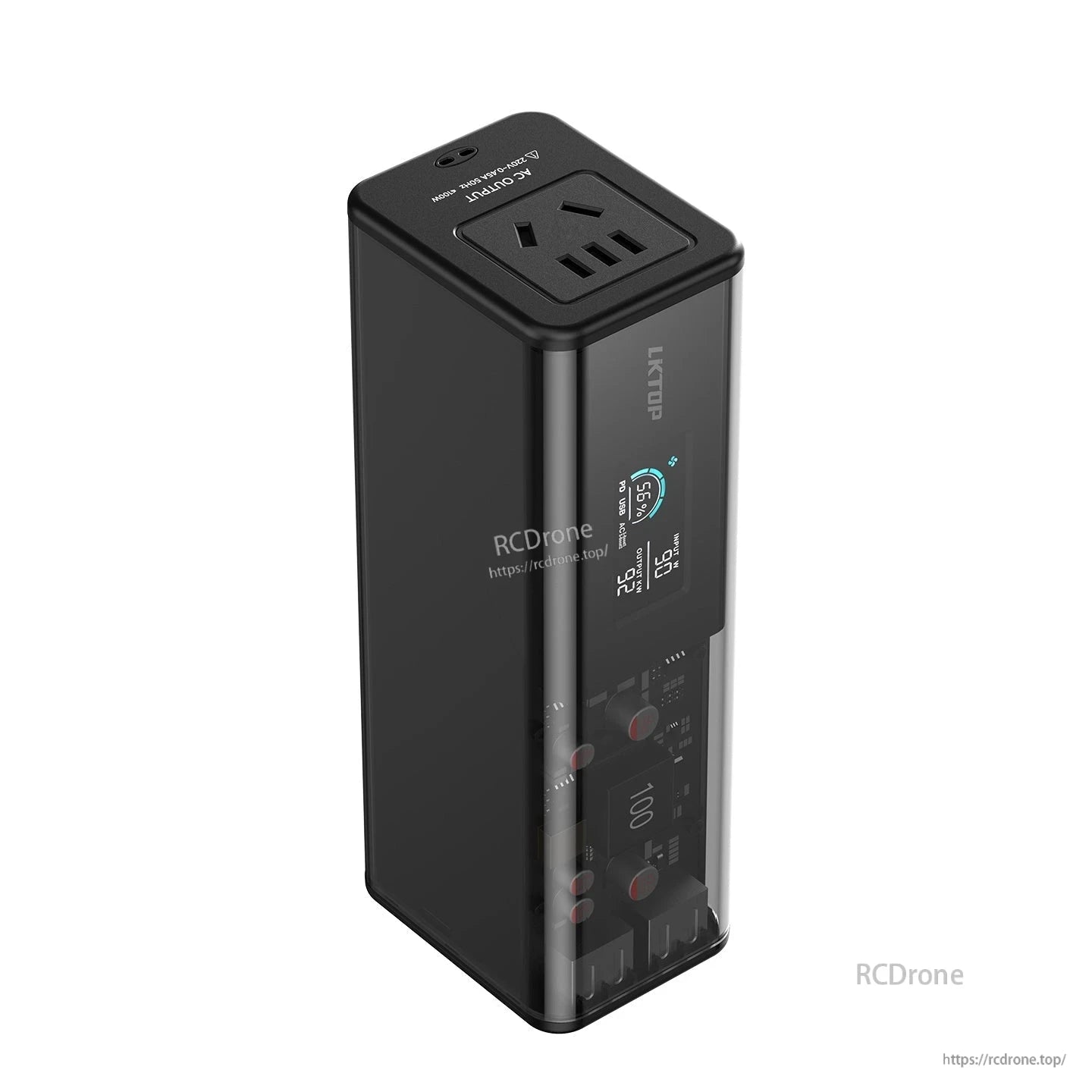 LKTOP POWER K1S: 27000mAh, 97.2Wh, 100W AC, USB-C 140W, USB-A, LCD screen, drone charging hub ready.