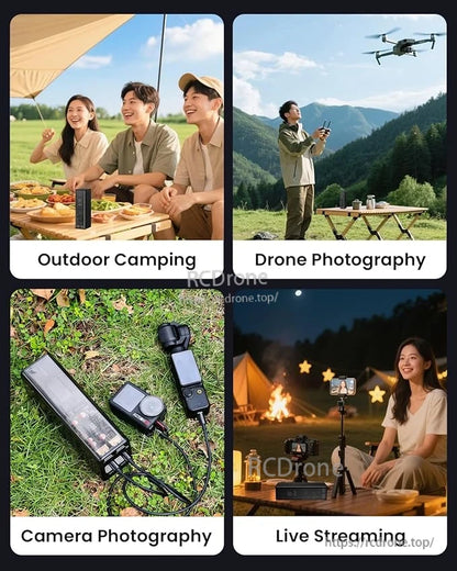 27000mAh power bank with 100W AC, 140W USB-C, and display—ideal for camping, drones, cameras, and live streaming.