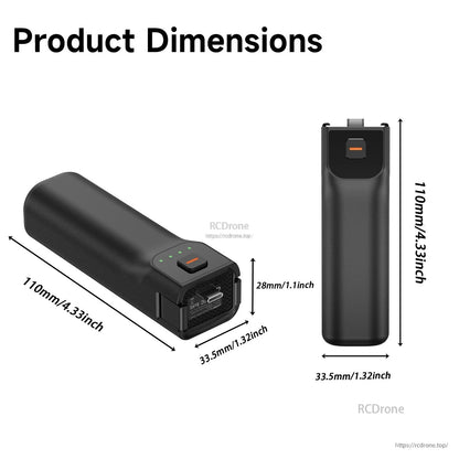 LKTOP Pocket 3 Battery, Compact Pocket 3 Battery Handle: 110×33.5×28mm, 5000mAh, USB-C, 1/4" mount, for DJI Osmo Pocket 3 & Xtra Muse.