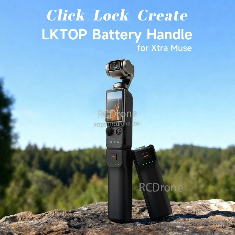 LKTOP Pocket 3 Battery, LKTOP Battery Handle for Xtra Muse: 5000mAh, USB-C, 1/4" mount, click-lock design.