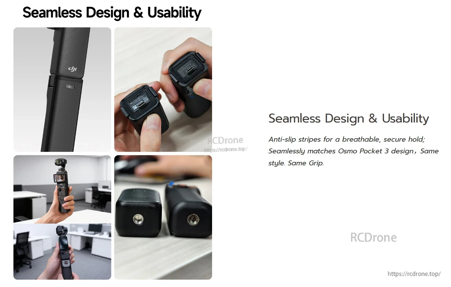 LKTOP Pocket 3 Battery, Seamless, anti-slip grip matching Osmo Pocket 3; secure, breathable hold with compatible, ergonomically identical battery.