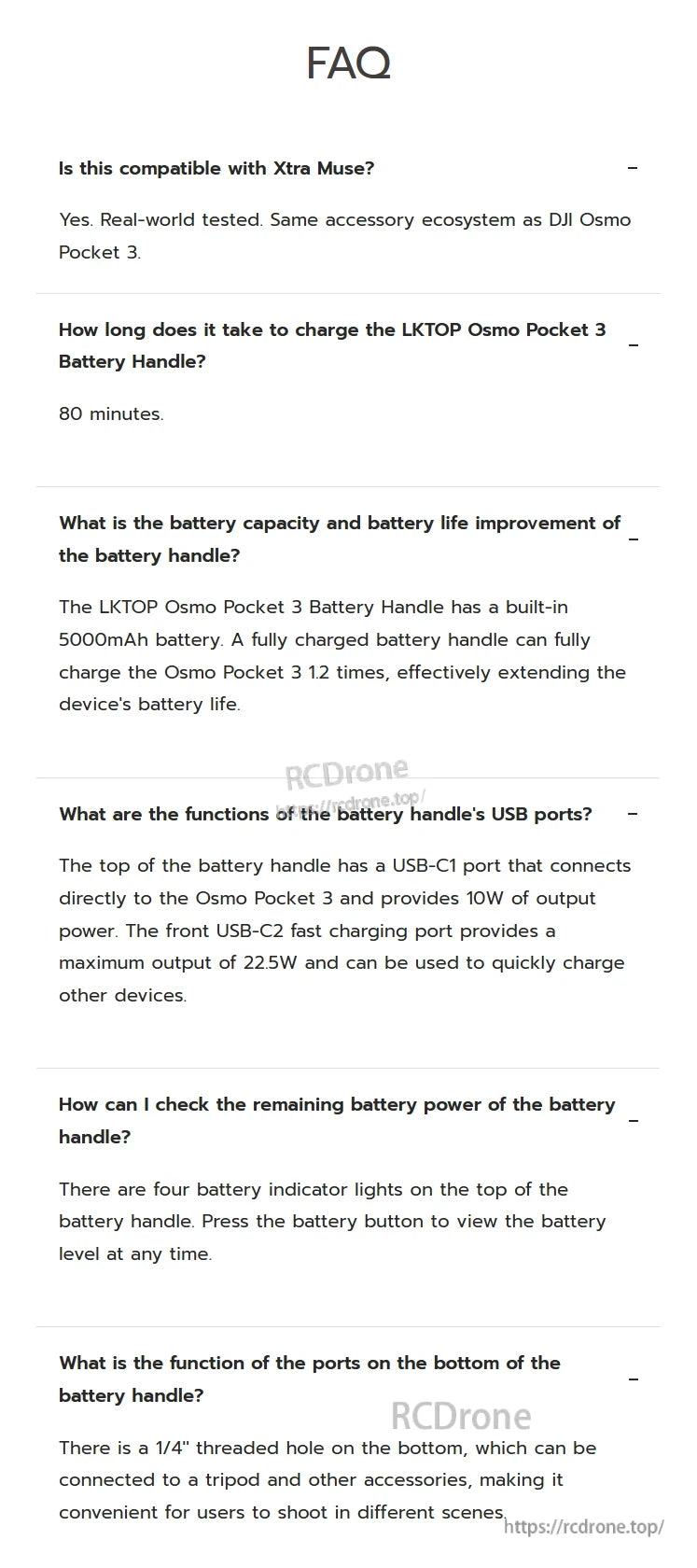 LKTOP Pocket 3 Battery, The LKTOP Osmo Pocket 3 Battery Handle offers 5000mAh capacity, fast charging, USB outputs, battery indicators, and a tripod mount.