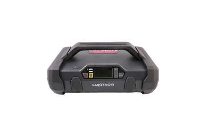 LOKITHOR ApartX portable jump starter with integrated air compressor, carry handle, and digital display controls