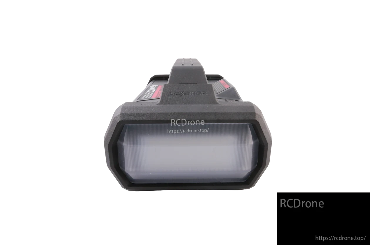 Front view of LOKITHOR ApartX jump starter showing large rectangular LED work light on the housing
